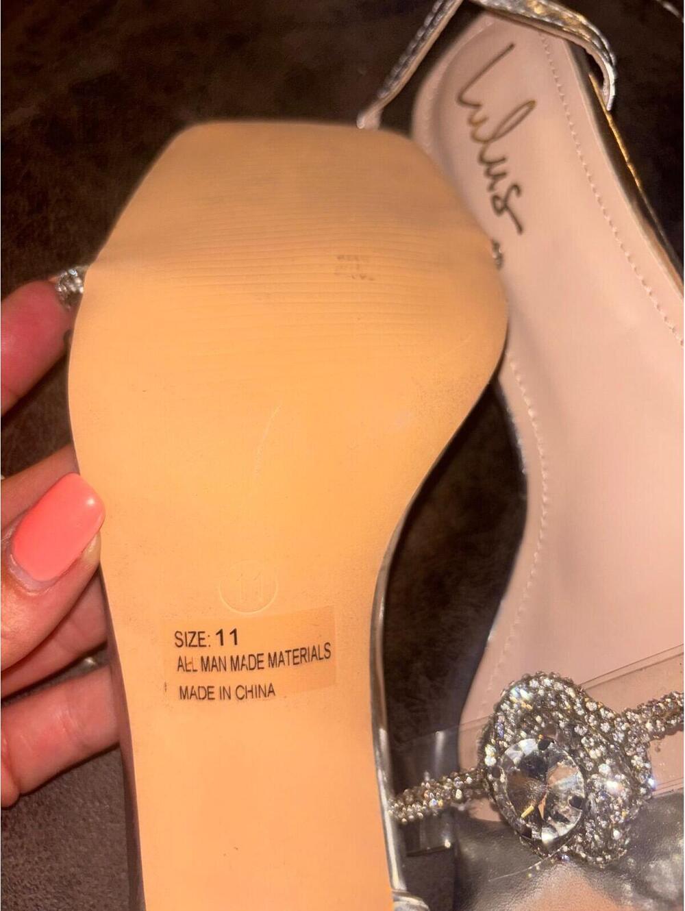 Lulus Silver Rhinestone Stiletto Heels Size 11 Formal Party Shoes - Picture 5 of 7